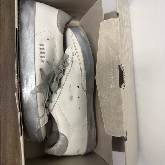 Golden Goose White and Silver Star Sneakers - Picture 14 of 16